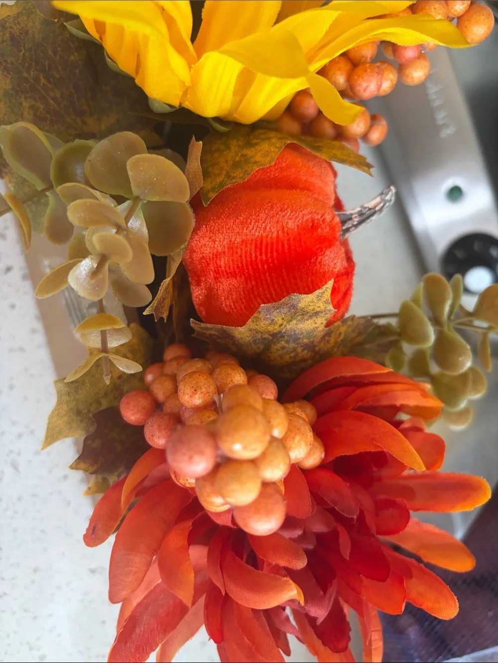 Autumn Harvest Faux Floral Box - OrangeNew 8’ long by 3 inches wide New
